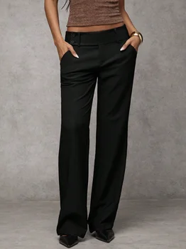 Women's Pants Casual High Waist Wide Leg Pants Loose Fit Solid Color Pants Spring Autumn Winter Women's High Waist Pants