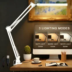 Eye - Caring LED Desk Lamp with Adjustable Metal Swing Arm and Dimmable Light (Dimmable)