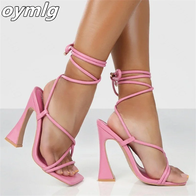 

Fashion high heels 2022 summer new large size women's shoes Roman style herringbone toe ring straps high-heeled sandals women