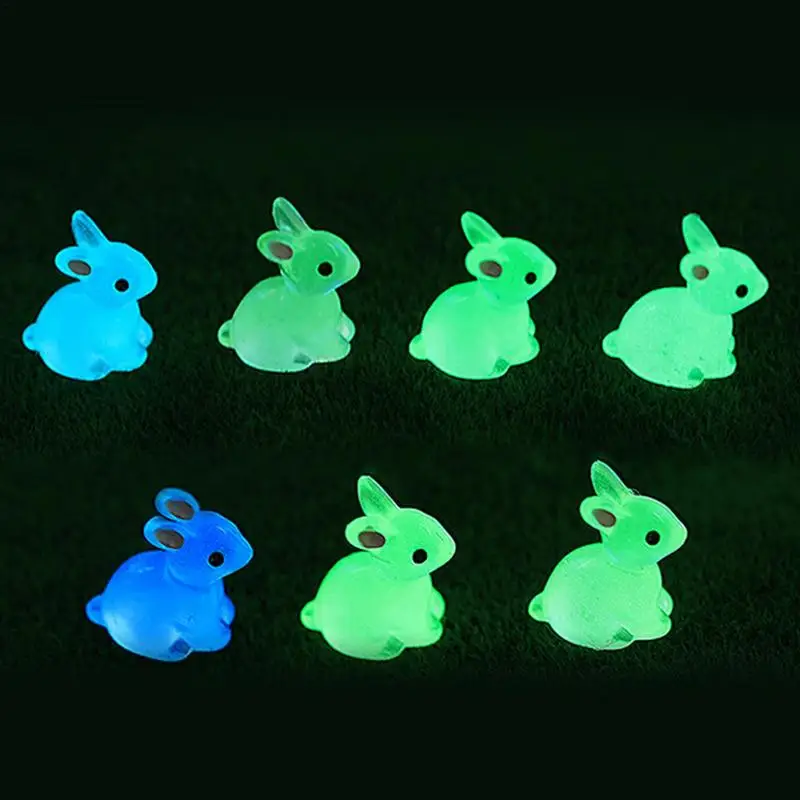 

Mini Toy Rabbits 50 Pieces Resin Bunny Miniature Toys Glow In The Dark Rabbits Fairy Garden Decorations For Parties Yards Patio
