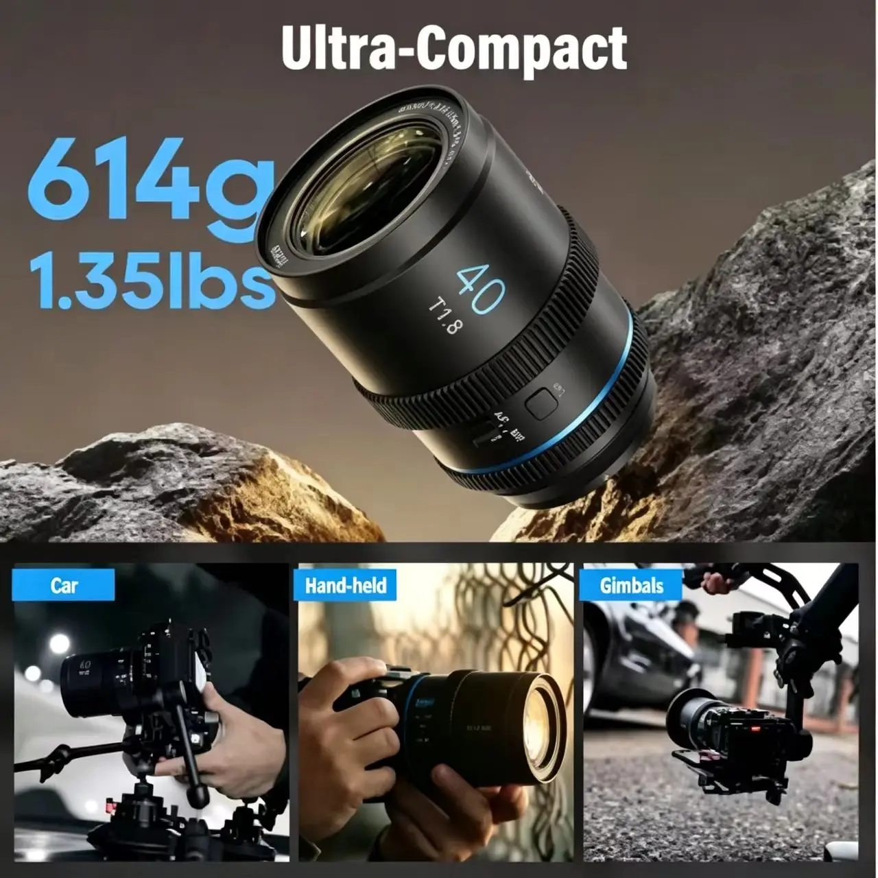 시루이 40mm T1.8 1.33X S35 아나모픽 렌즈 자동 초점 렌즈 대구경 시네 렌즈 ( E, 니콘 Z, 후지 X, M4/3 L 마운트 호환)