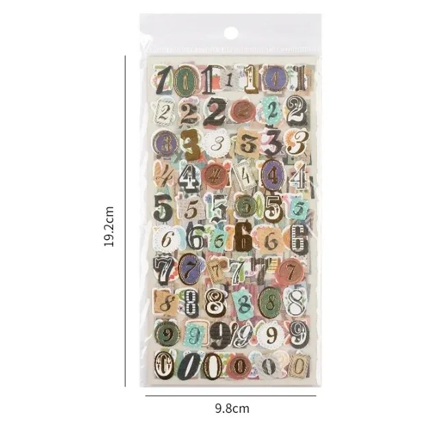6 blätter/lot Englisch Alphabet Anzahl Retro Aufkleber Album Tagebuch Dekoration DIY Dekorative Aufkleber Handgemachte Aufkleber Scrapbooking – Detail 10