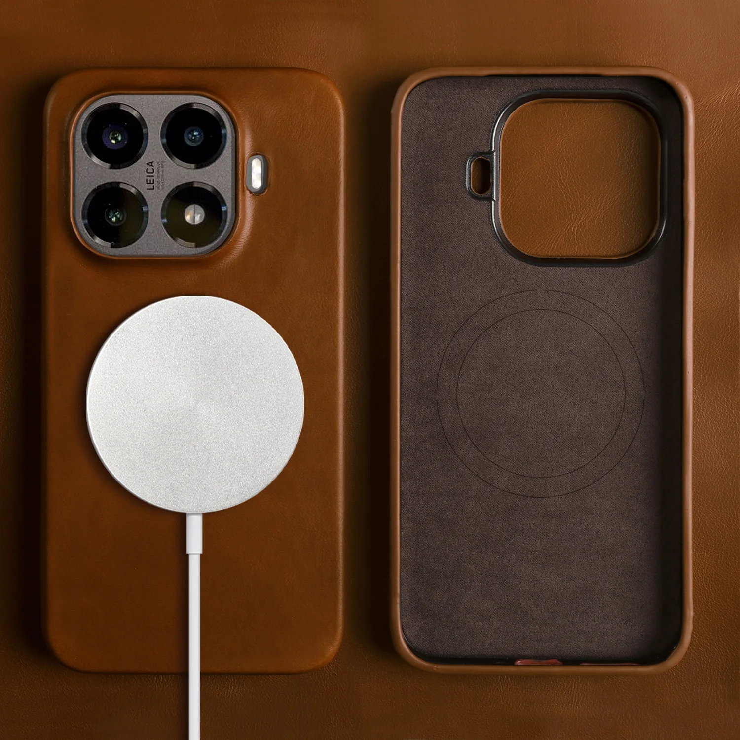 Luxury Magnetic Genuine Leather Business Oil Wax Phone Back Cover