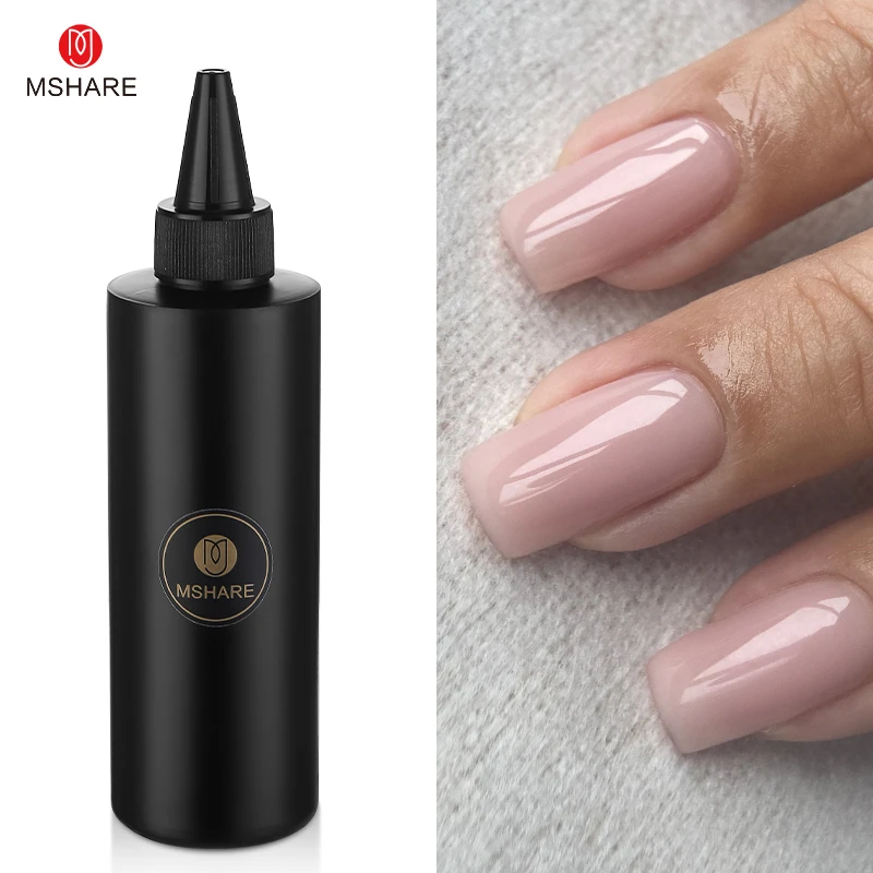MSHARE 250ml Rubber Base Gel Camouflage Refill Milky Pink White Glitter Gold French Manicure Color Base Big Volume 4