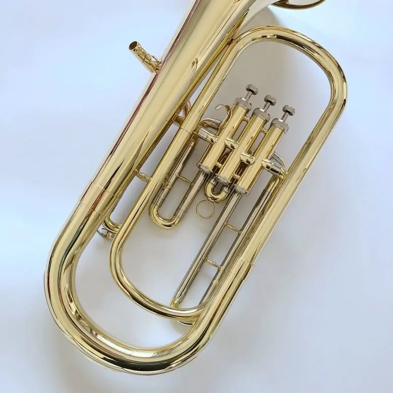 Brass gold-plated professional Baritone Horn B-flat euphonium high-quality tone three-key tenor jazz instrument trumpet horn