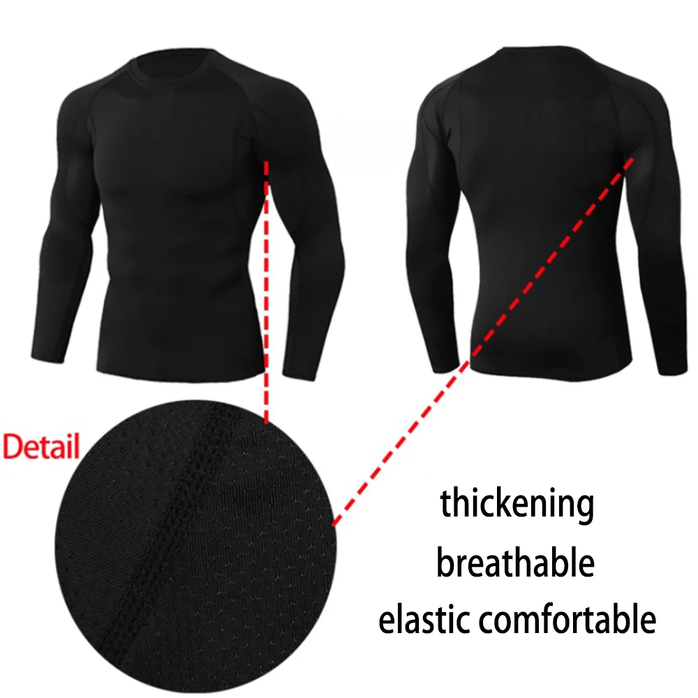 2024 Autumn Slim Pullover Thermo Shirts Long Tops Clothes T-shirt Men Winter Thermal Warm Sleeve Thickened Compression Shirt Man 4