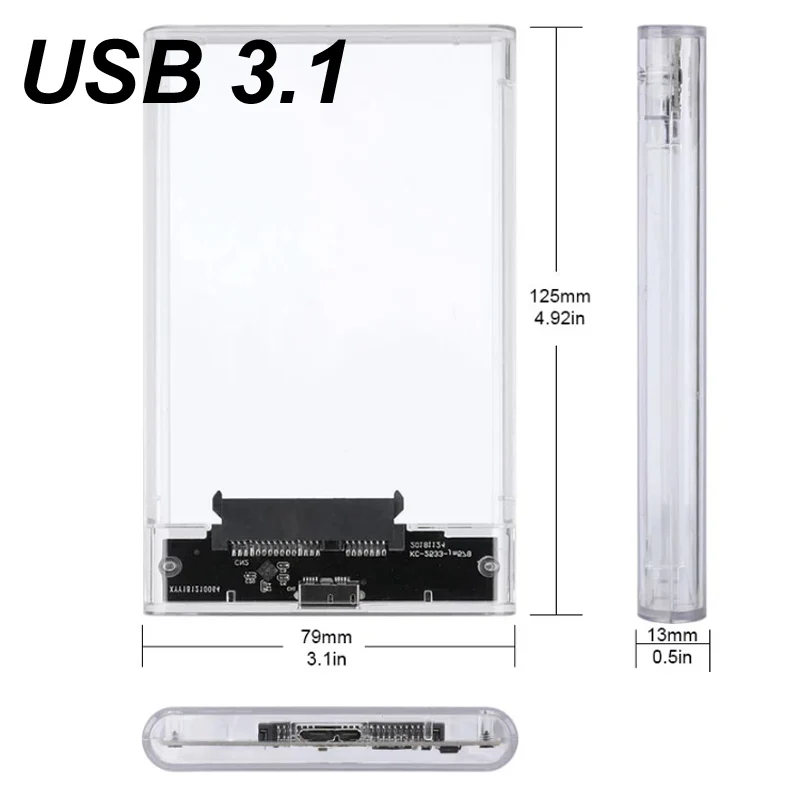 Caixa de Disco Rígido Externo Transparente Caixa Ssd sem Ferramentas Usb tipo c Gen2 10 Gbps 5gbps Sata Iii Uasp 2.0 3.0 3.1 2.5 - Imagem 6