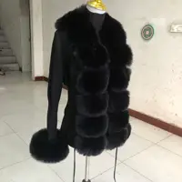 Women's Cropped Sweater Cardigan Spring Autumn Hot Sale Faux Fur Knit Sweater Cardigan with Faux Fox Fur Fur Collar Ladies Coat 2