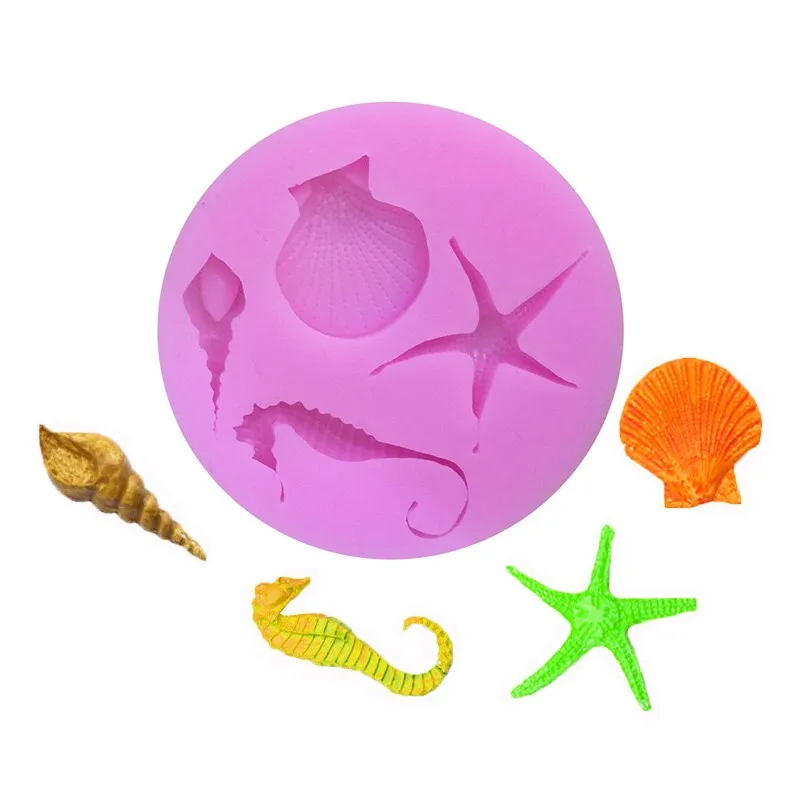 

Starfish Shell Liquid Silicone Mold Fondant Cake Chocolate Embellished Dessert Pastry Decoration Kitchen Baking Accessories Tool