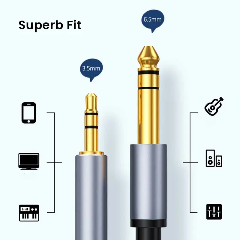 Premium 4FT TRS Bidirectional Stereo Audio Cable - 6.35mm to 3.5mm