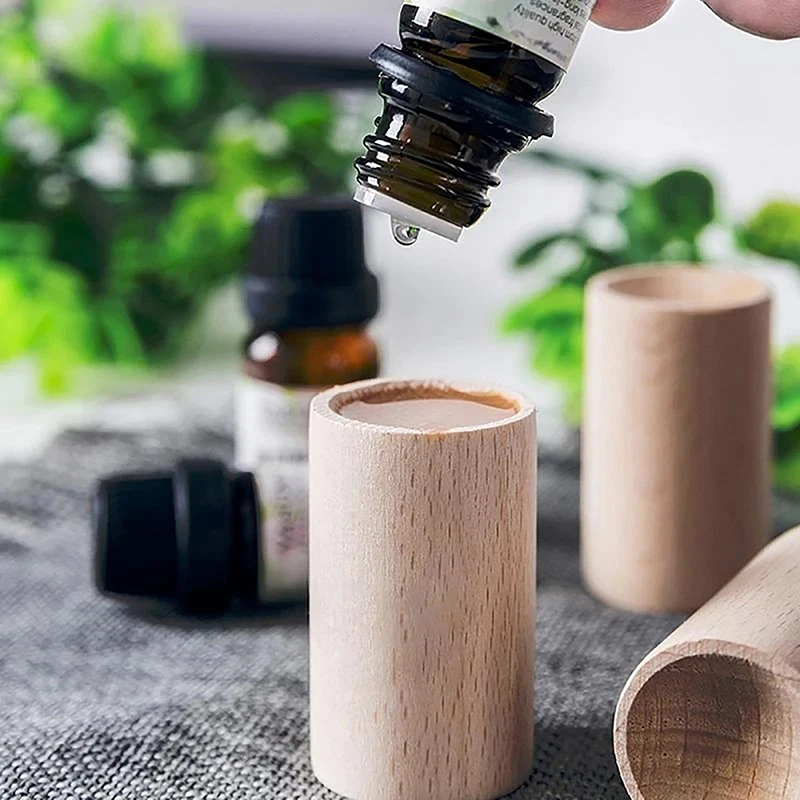 5Pcs Essential Oil Cylinder Diffuser Wood Wooden Diffuser Bottle Indoor Aromatherapy Essential Oil Cylinder Retainer Wooden home fragrance products,aroma oil diffuser