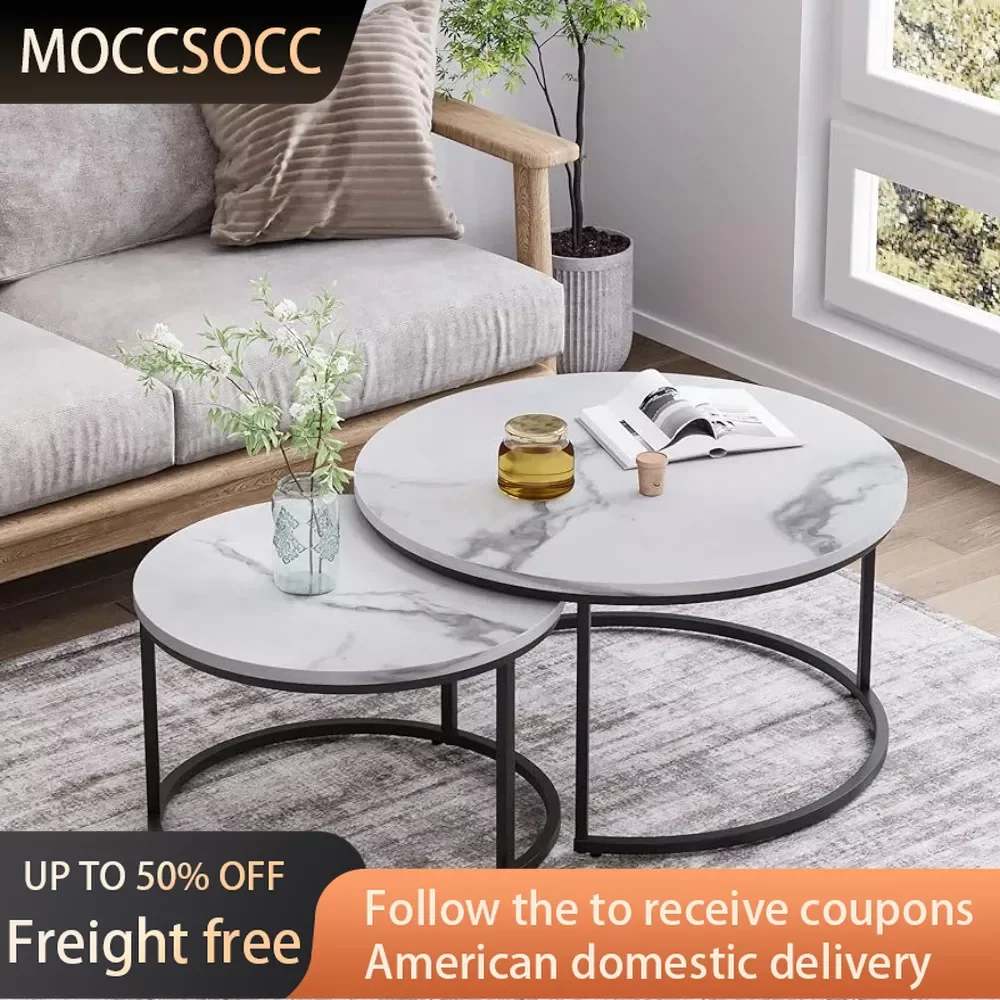 White Nesting Coffee Table Set of 2 Dining Room Sets Industrial End Table for Living Room Bedroom Balcony Freight Free Furniture living room furniture single pole coat racks indoor floor standing balcony bedroom clothes hanger simple household shoe holder