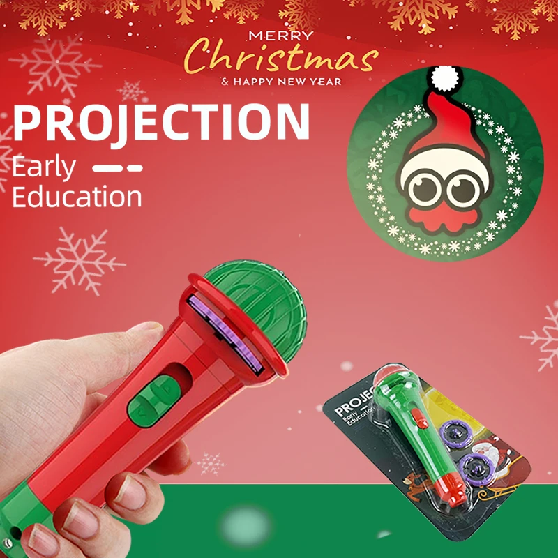 Children's Early Education Projection Flashlight &ndash; Baby Educational Toy with Santa Claus Glow Patterns, Christmas Gift Includes