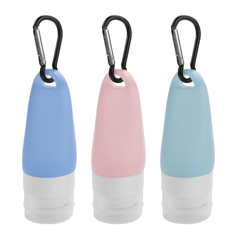 누출 방지 실리콘 여행 병, 압착 가능한 여행 튜브, 키체인 포함, 리필 가능한 용기, 샴푸 로션, 3 개
