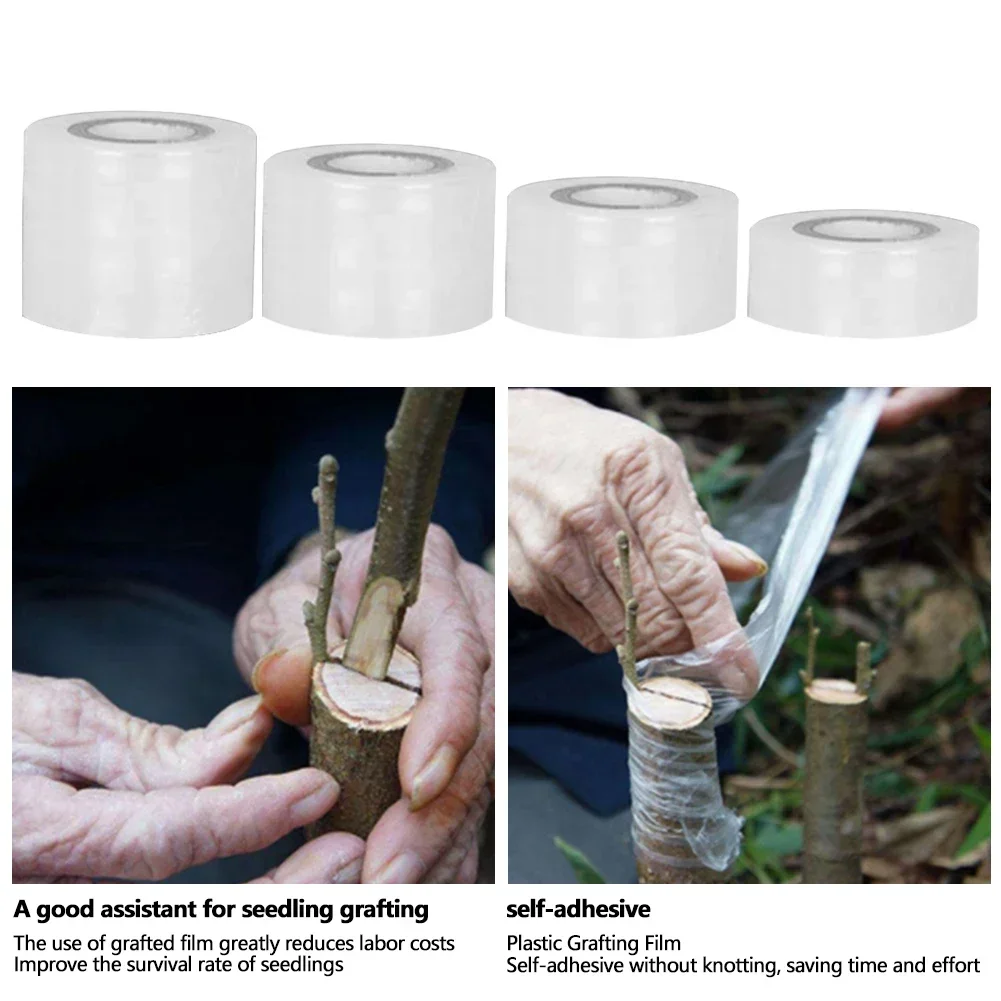 Nursery Grafting Tape 2-5cm*100m Stretchable Self-Adhesive Degradable Parafilm Plant Tape Pruning Grafting Transparent