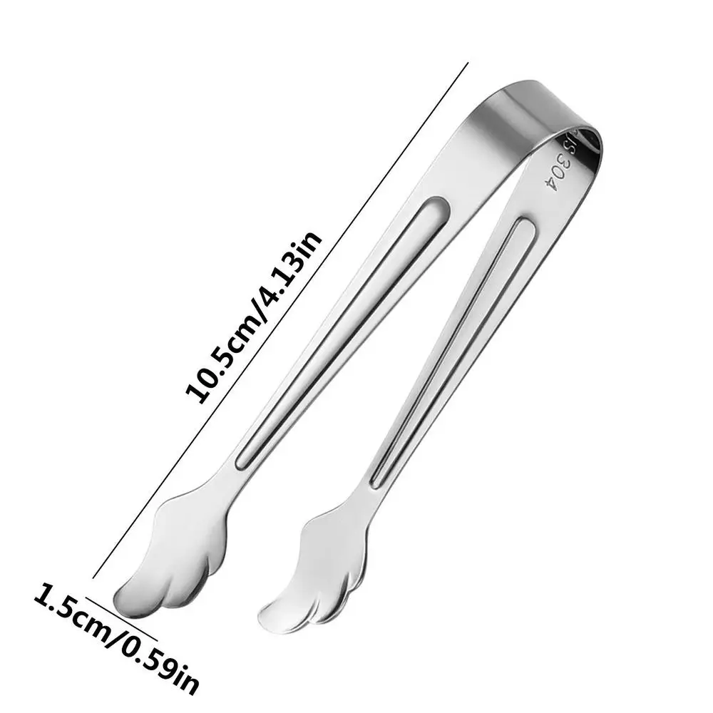Stainless Steel Ice Cube Sugar Tongs Mini Serving Tongs For Salad Ice Non-Stick Bread Meat Fruit Clamp Kitchen Clip Tools