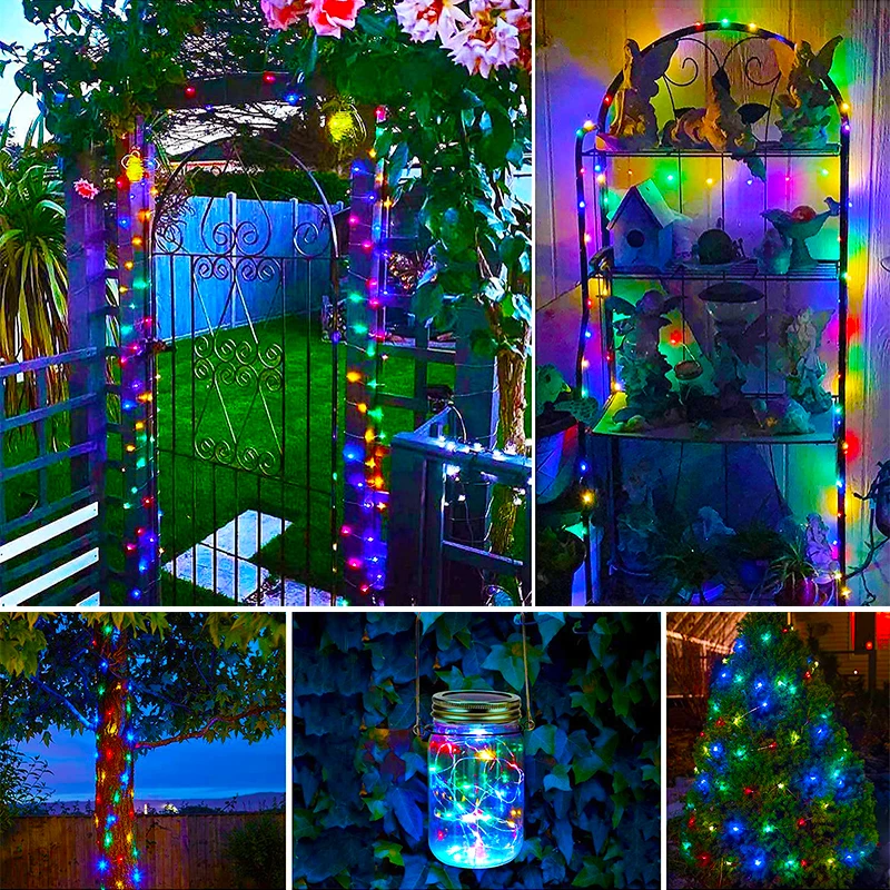 Solor LED Fairy Lights Waterproof Copper Wire String Lights Outdoor Garden Tree Patio Fence Yard Decoration Christmas Garland