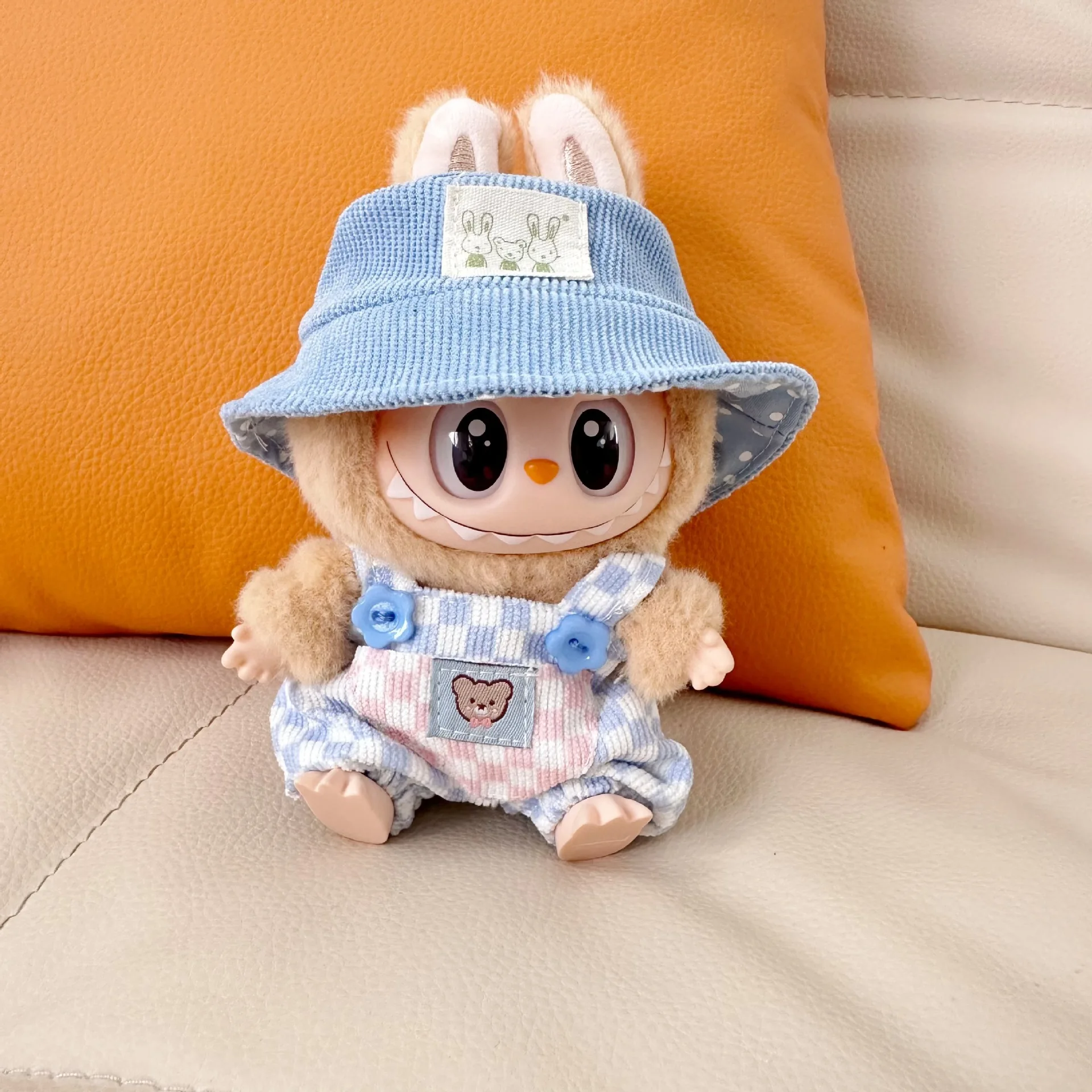 thumbnail image 1 of Ropa para mini muñecas de peluche, accesorios y atuendos para muñecas ídolos de Corea Kpop Exo Labubu V1 V2, camisa a rayas, mono con bolsillos, 1 of 5