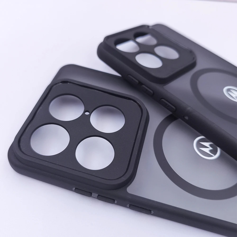 Matte Clear Magnetic Black Phone Case with Wireless Charging Capability