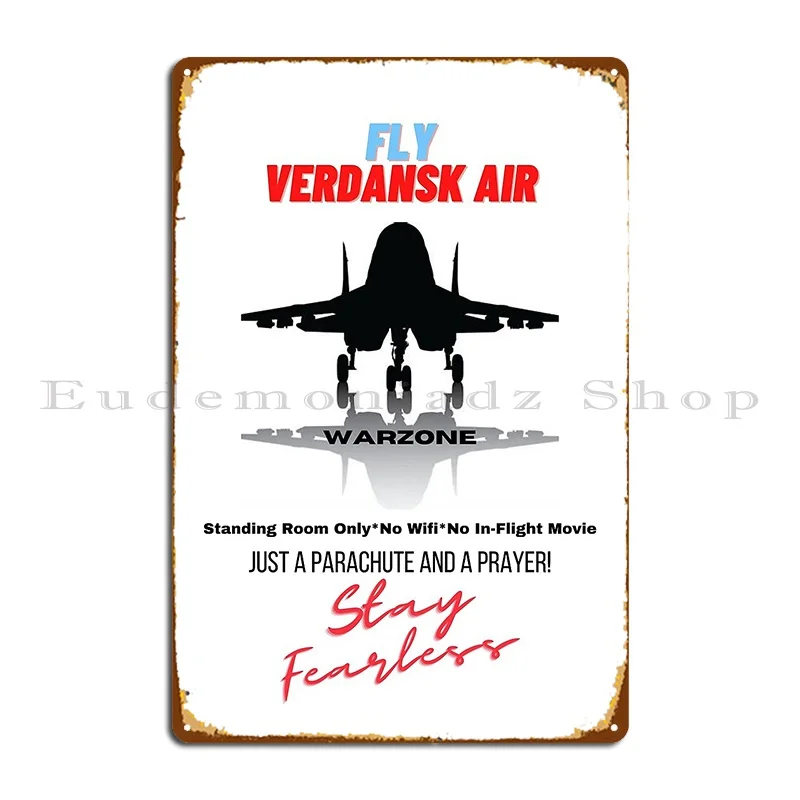 Fly Verdansk Air Warzone Metal Sign Murale Designs Garage Cinema Garage Tin Sign Poster