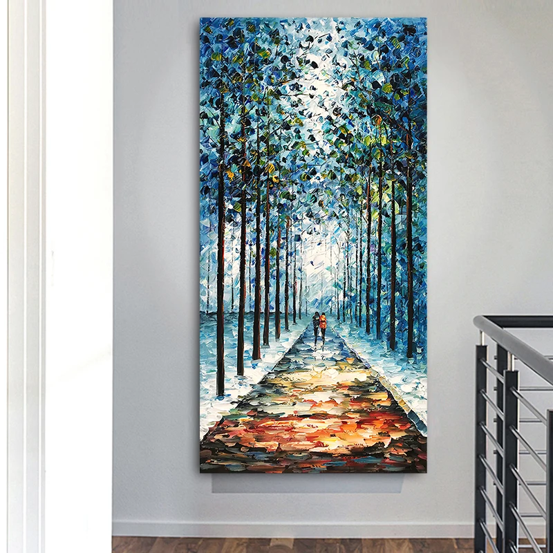 Romantic Art Canvas Painting Blue Large Vertical Canvas Posters Prints