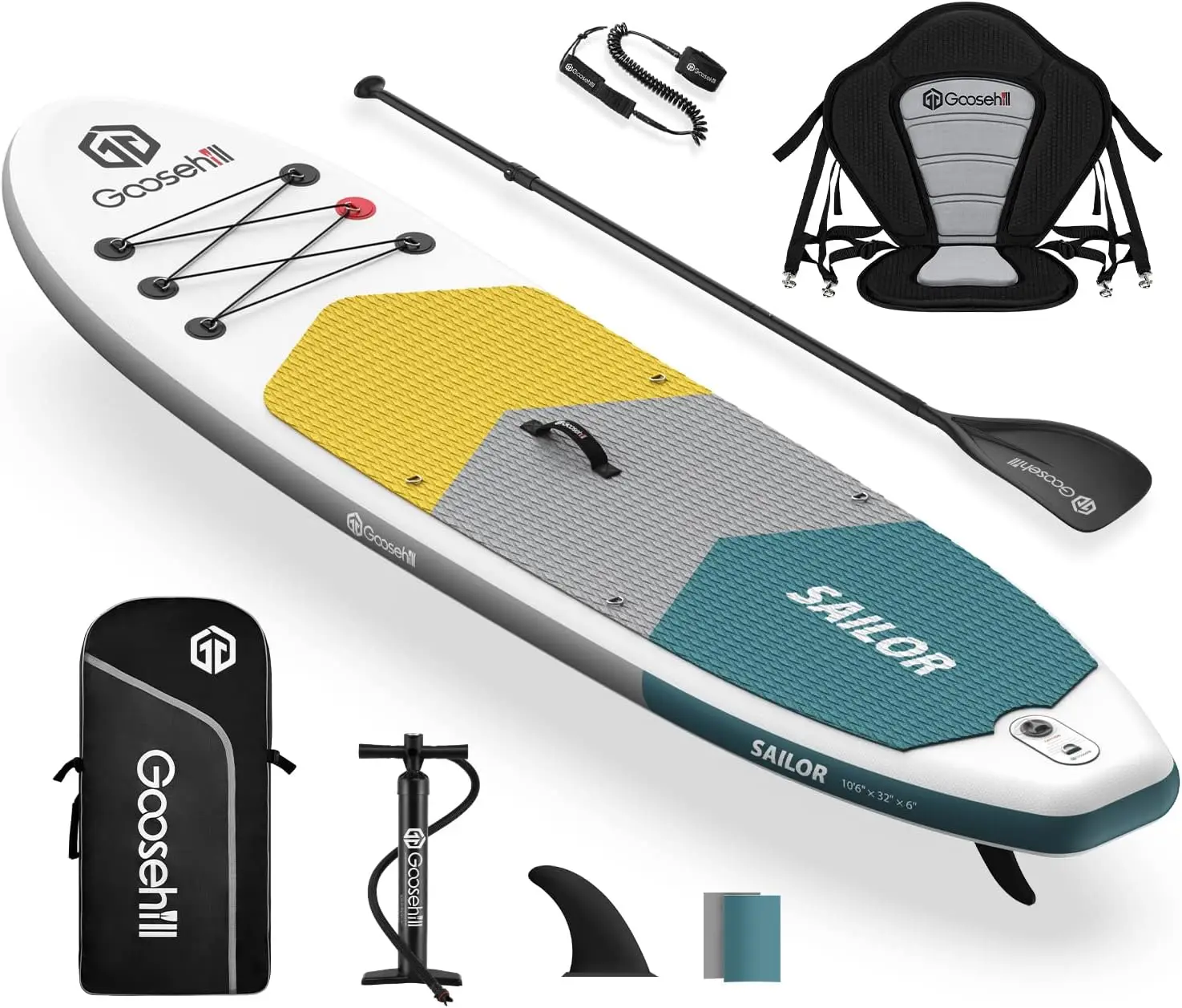 

Inflatable Stand Up Paddle Board, Reinforced Double Layer All-Around Paddleboard for All Skill Level, Ultra Light, Stable and Re