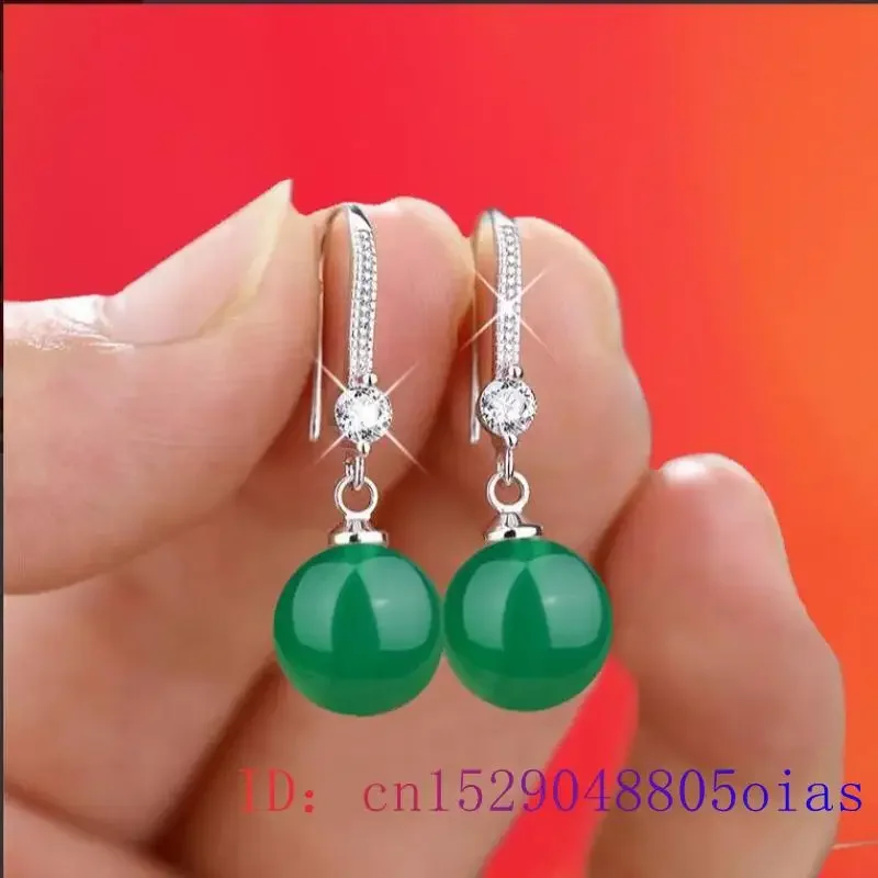Jade Drop Earrings for Women Gift 925 Silver Gemstones Jewelry drop earrings,long earrings,dome teardrop earrings