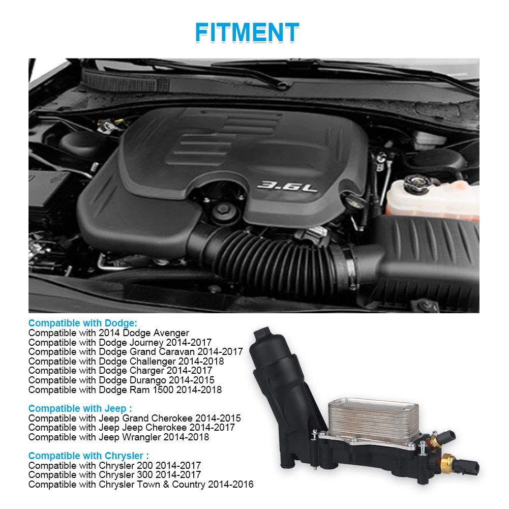 68105583AF Car Engine Oil Cooler Filter Housing Adapter Kit For Gaskets Dodge Ram Jeep Cherokee Chrysler 2014- Auto parts