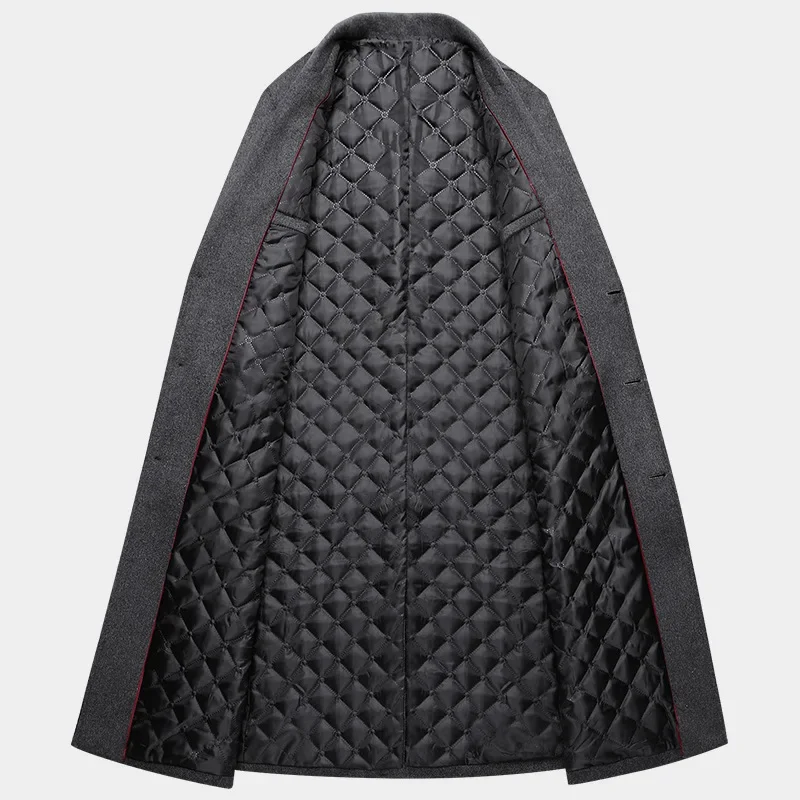 Men's Windproof Single Breasted Korean Version Slim Fitting Long Knee Thick 30% Wool Woolen Coat Business Casual Long Parka warmth coat casual men jacket