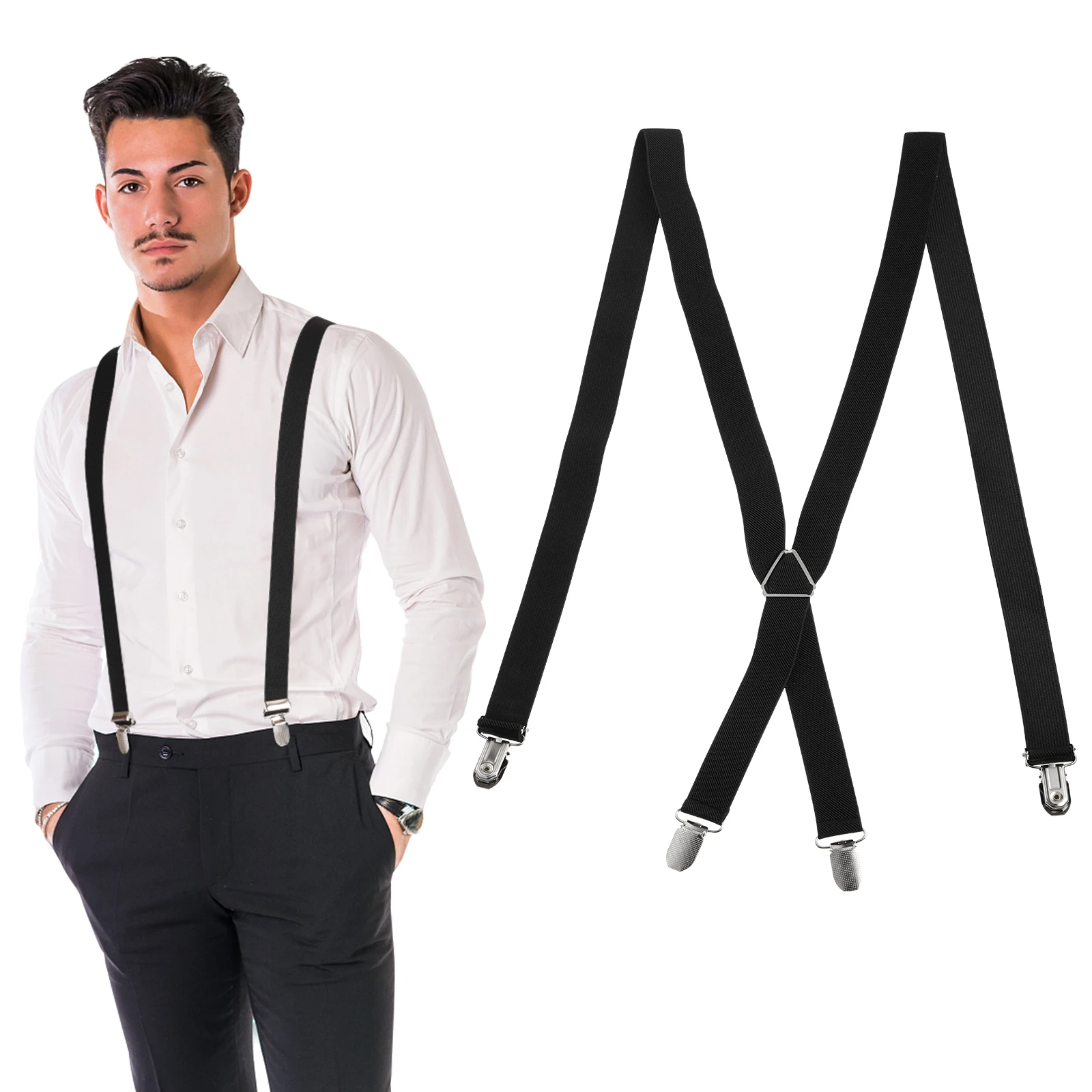 Men Women Suspenders Pant Hanging Band Unisex Pants Clips Dressing