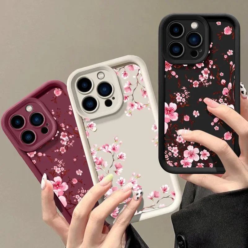 Elegant Pink Magnolia Blossom Silicone Case Cover