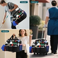 Sac de caddie de nettoyage roulant, sac à outils, sac de rangement d'outils de nettoyage, grand sac de nettoyage Portable professionnel avec roues, sacs Oxford 2