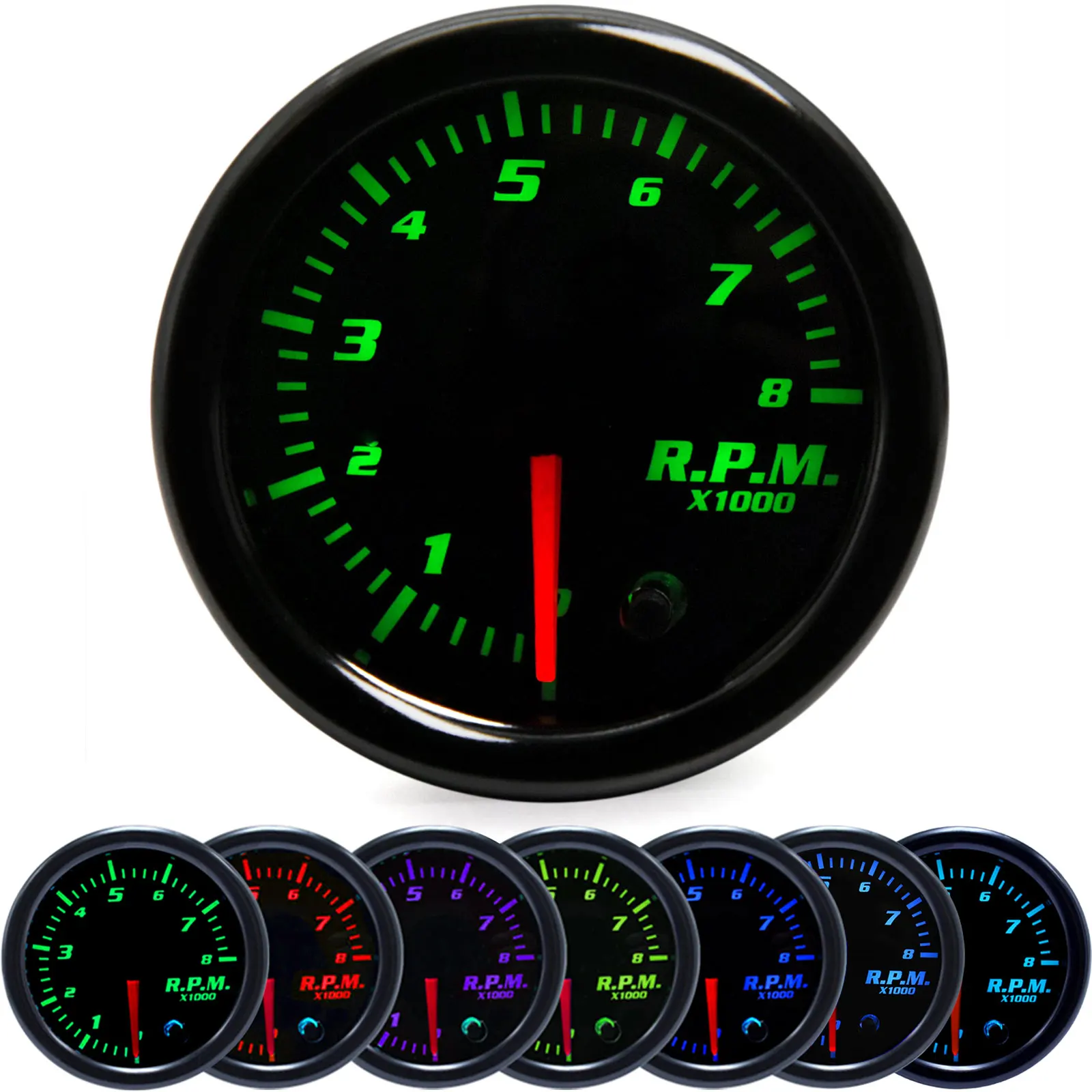 85mm Tachometer, 0-8000rpm Boot Tachometer Gauge met LCD Display, Waterdicht Tacho Gauge Meter voor 1-8 Cilinder Benzinemotor Auto Vrachtwagen Marine Boat