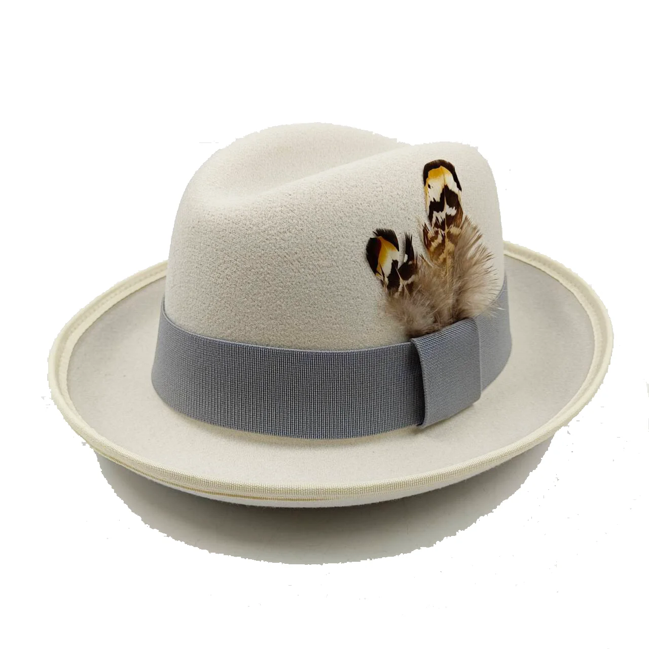 Schweine fleisch Kuchen Hut Männer Fedora Feder Hut Feder Dekoration Jazz Hut Gentleman Hut Kirche Hut Sombrero Hombre – Detail 2
