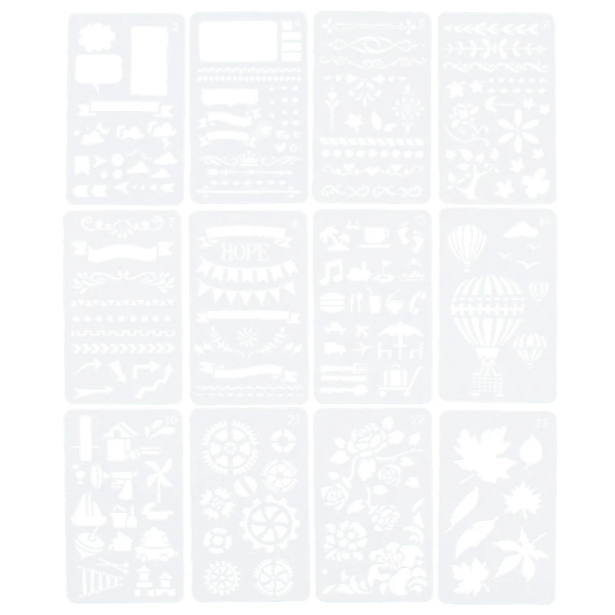 

12pcs Painting Templates DIY Drawing Tools Funny Scrapbook Decorative Painting Templates for Girl Boy (Random Style, White)