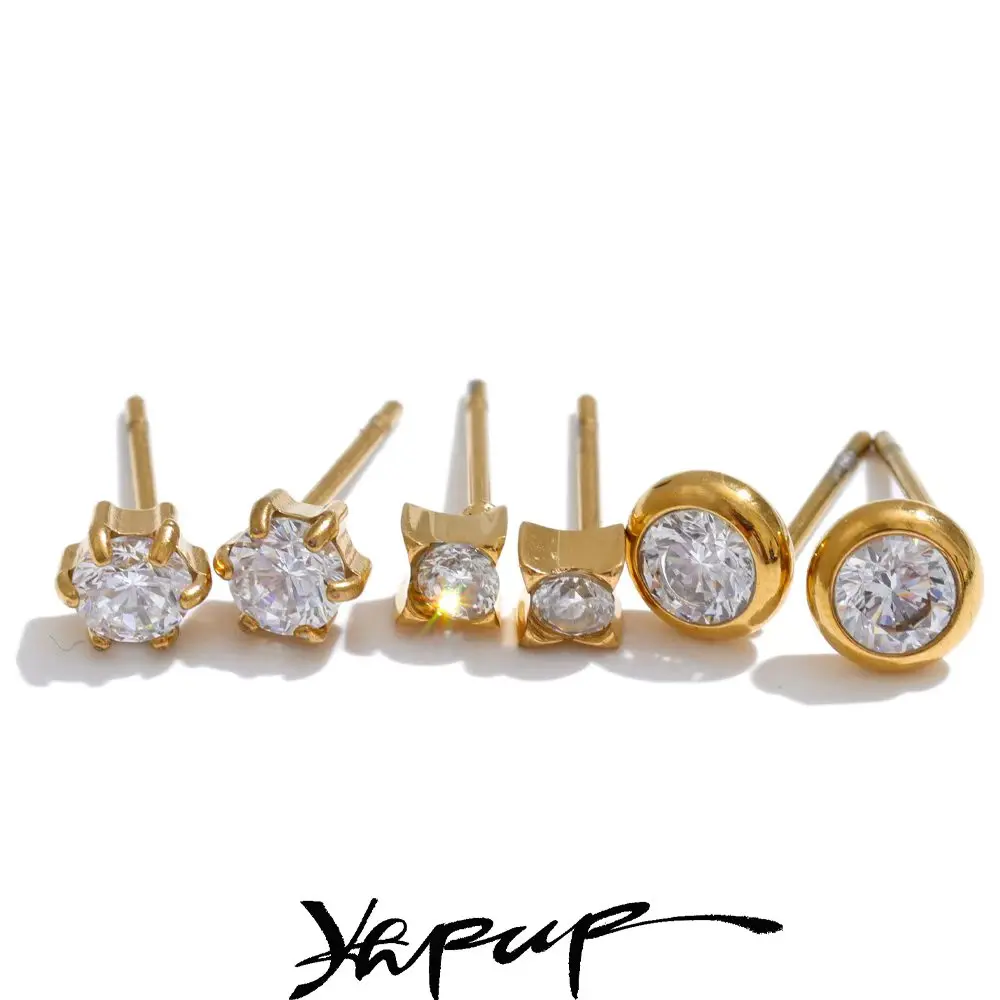 Yhpup Stud Earrings Cubic Zirconia Women