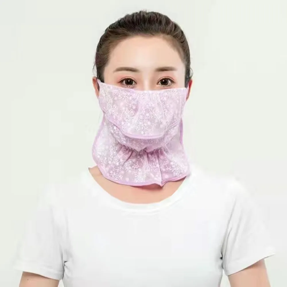 New Breathable Anti-UV Lace Sunscreen Mask Hanging Ear Scarves Mask Face Cover Scarf Cycling Scarf Face Veil Anti-sun Mask 5