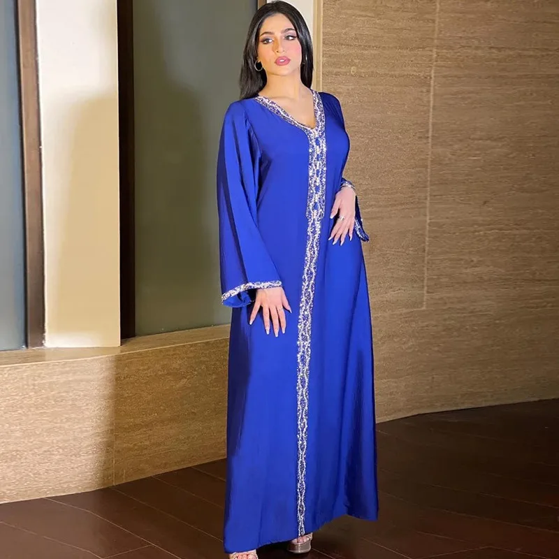 Muslim Fashion Rhinestone Women's Abaya Robe muslim dress  abaya dress  prom   abaya    muslim dress women