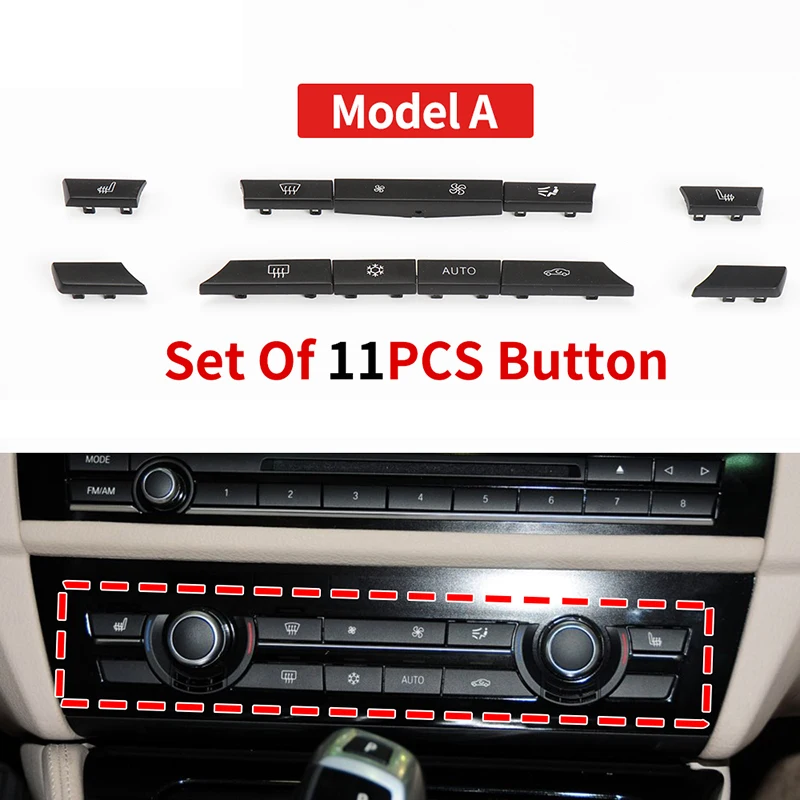 

11/12/14Pcs Car A/C Heater Button Key Caps Repair Kit Switch Button Cover For BMW F01 F02 F06 F07 F10 F11 F12 5/6/7 Series 10-17
