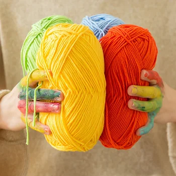 Susan's Family 60% 면 40% 아크릴 크로셰 및 뜨게 원사, 5 겹 면사, 60 가지 색상, 1 개당 약 100g/200m