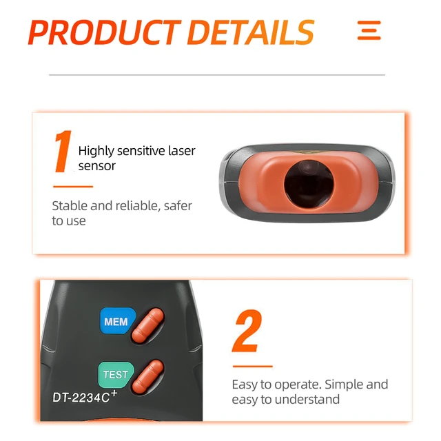 Tachimetro Laser Digitale Senza Contatto - Misura Giri Minuto Da 2.5 A 99999 RPM - Foto 14