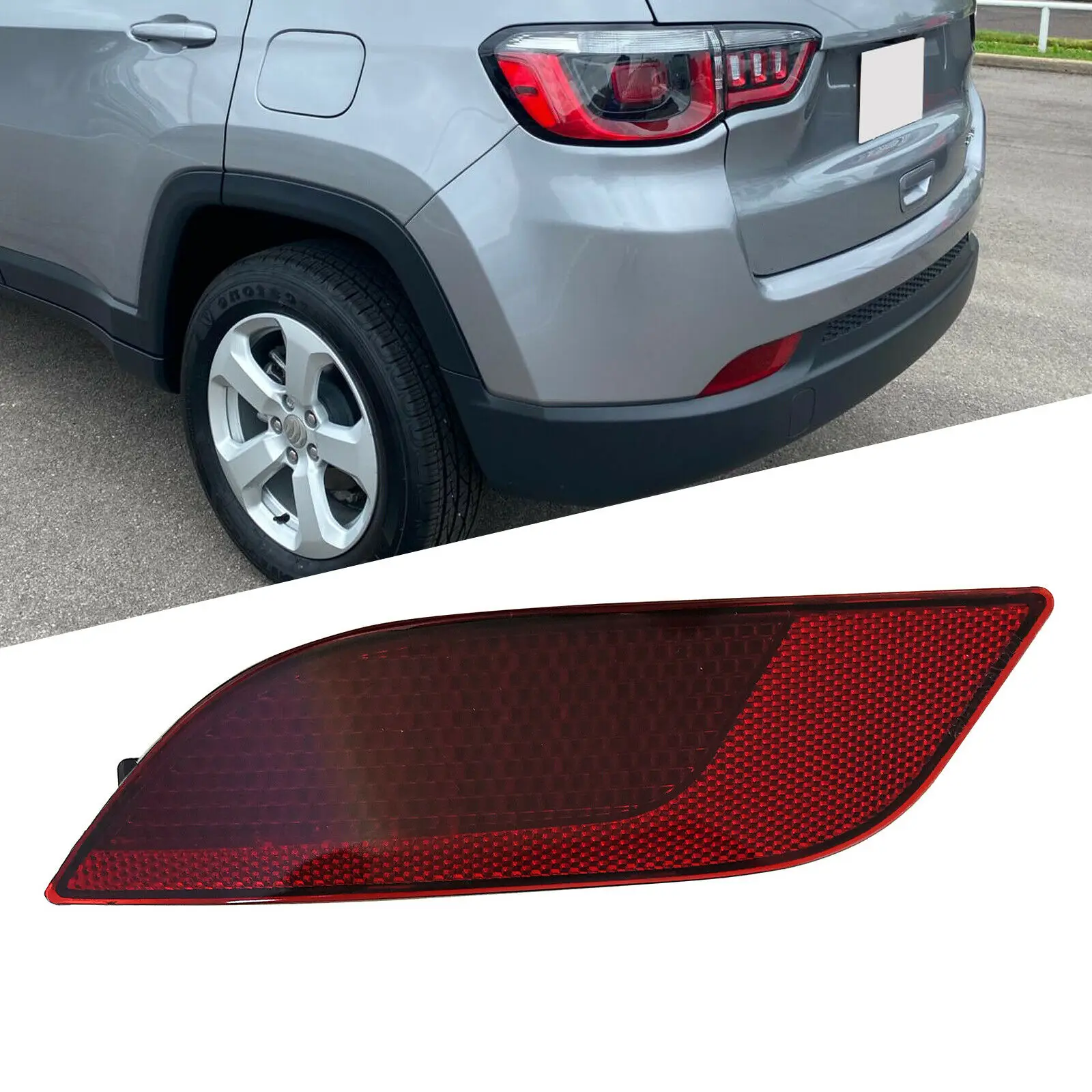 Rear Bumper Reflector Light – Passenger Side – Fits Jeep Compass 2011-2017, Red