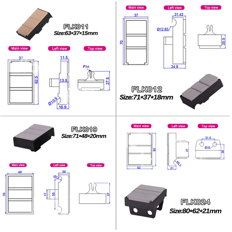 FLK011/12/19 63x37/71x37/71x48/80x62 컨베이어 체인 패드 목공 기계 부품 SCM 엣지 밴더 트랙 교체 부품