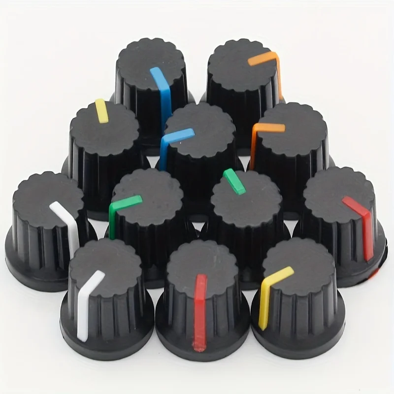 potentiometer knobs 30pcs/lot WH148 Potentiometer knobs 15X17mm 6mm Potentiometer Plastic Knobs Cap 5 colors Yellow Orange Blue White Red