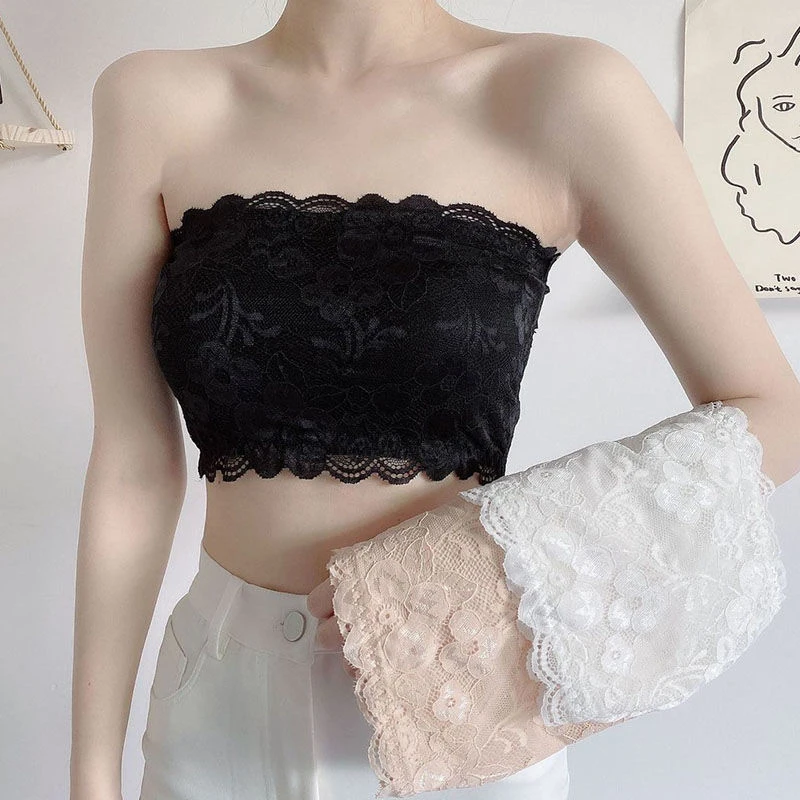 Lace Sexy Anti-Exposure Strapless Elastic Underwear Tube Top For Women