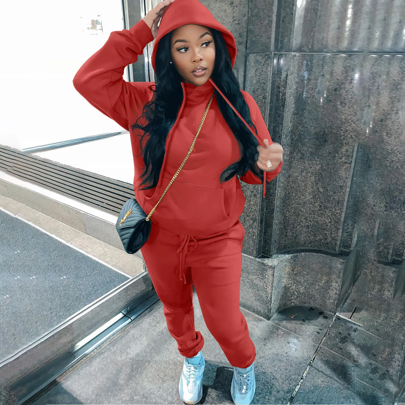 Plus Size Women Sets Solid Hooded Hoodie Tops And Pants 2022 Fall Two Piece Set Female Designer Clothing Winter Tracksuit Outfit