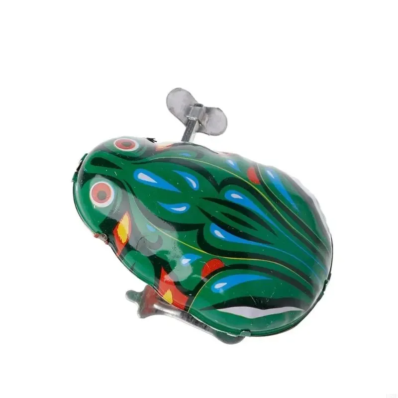 Metal Wind-up Jumping for Frog Clockwork Tin Children Funny Game