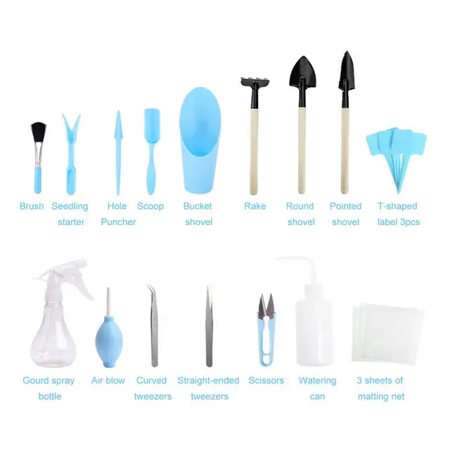 Zamatos Kertészeti Szerszámkészlet 14/16 Pcs Mini Kerti Ültetvénykészlet Bonsai Szerszámok Fekete Cserepes Kaktusz Housein Tenyésztési Eszközök - Image 2