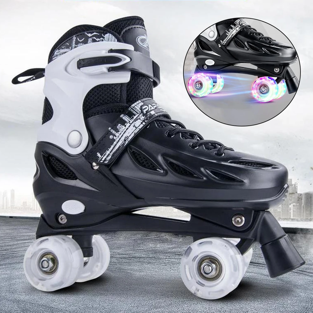 

Flash Roller Skate Shoes Child Double-Row Skates Beginner Outdoor Skating Children Boys Girls Kids Adjustable Size Wheels Shoes