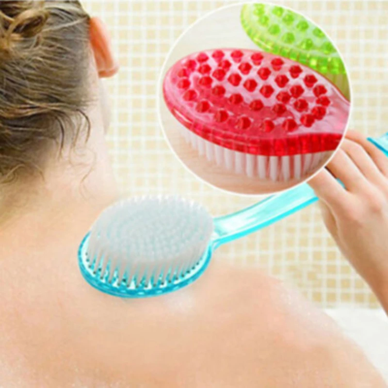 Long Handle Bath Brush Soft Hair Bath Brush Back Ball Bathroom Body Brushes Mud Back Scrubber Shower Massage Brushes 1Pc